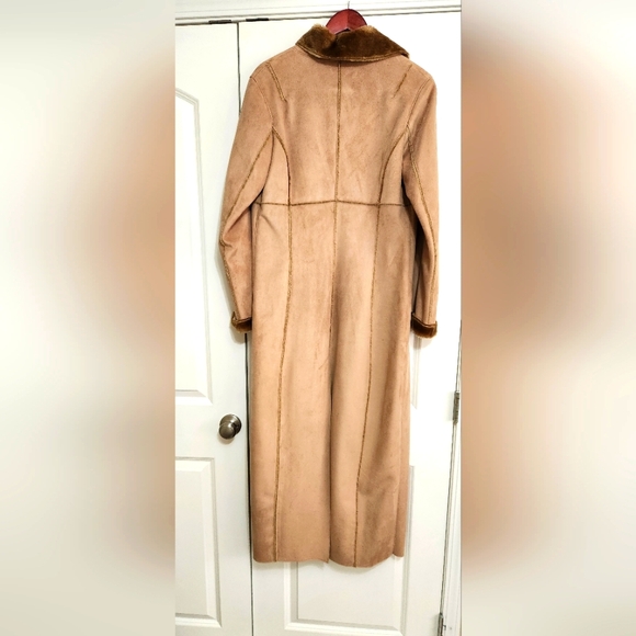Bebe Micro Fiber Faux Shearling Faux Suede Coat Designer Luxury Vintage - Picture 3 of 6